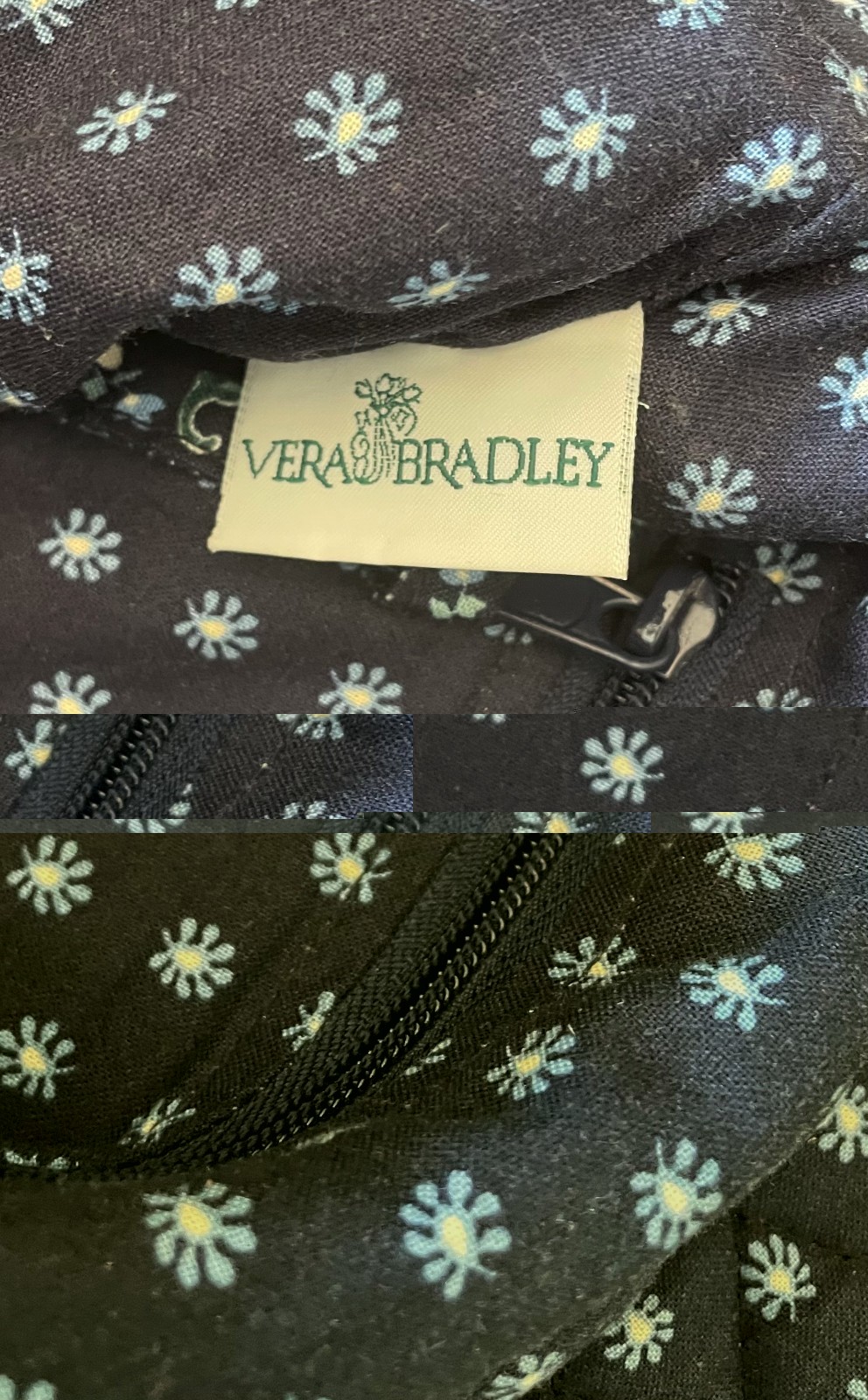 Vtg Vera Bradley Purse Bag Blue Floral Paisley Quilted Pattern Magnetic Button
