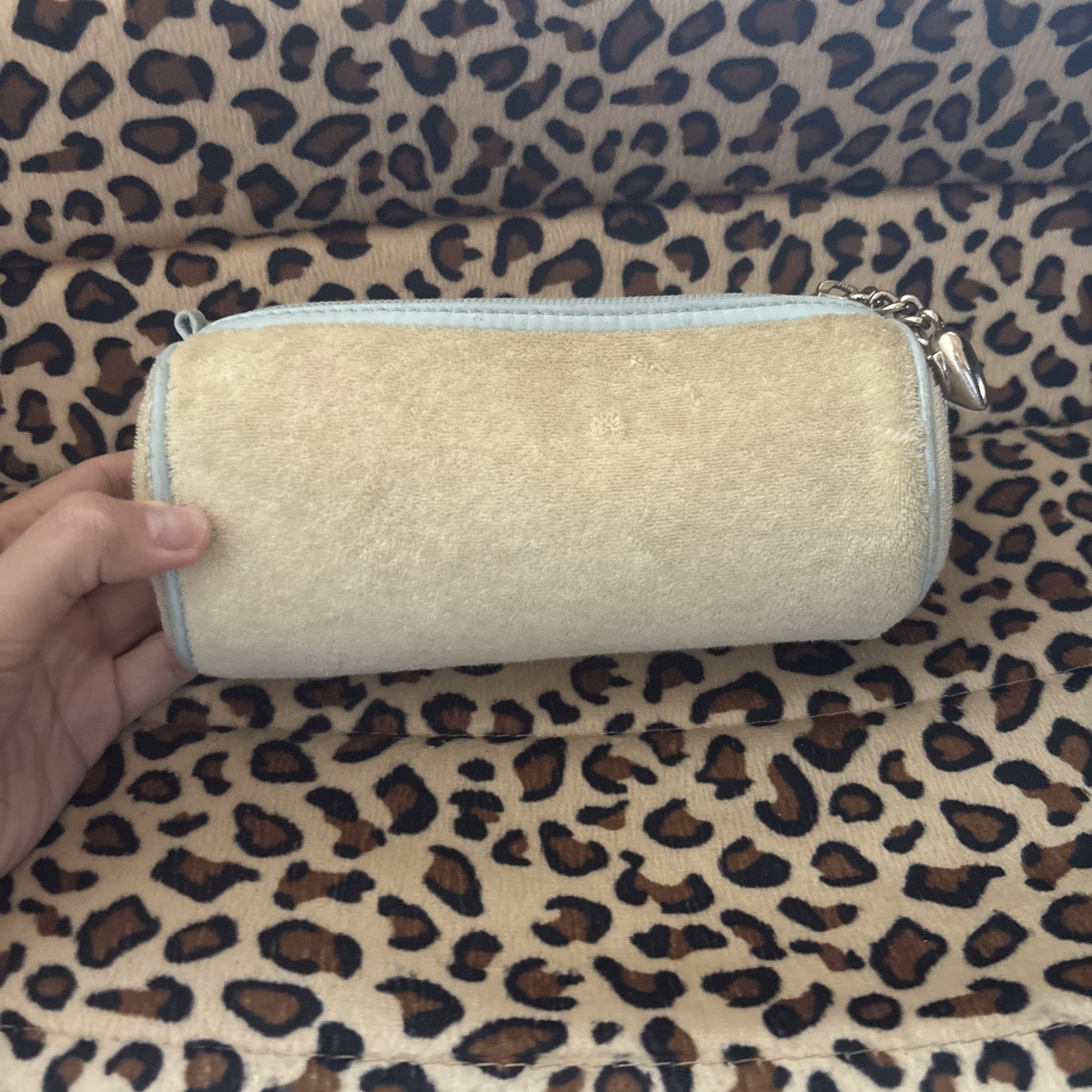 Vintage Juicy Couture Barrel Pouch Blue And White Stained