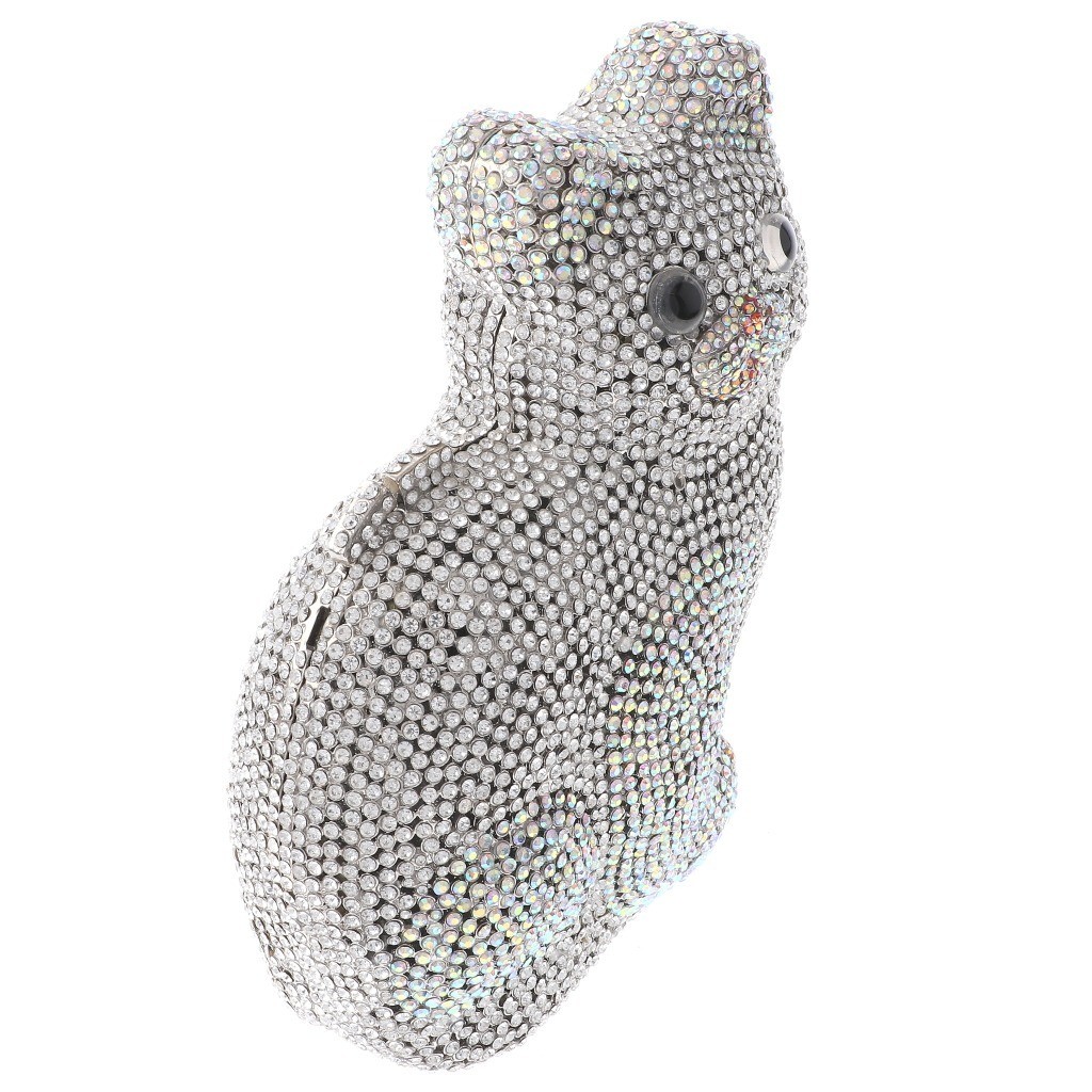 Silver Tone Metal AB Rhinestone Crystal Clutch Evening Bag HB6094-SAB