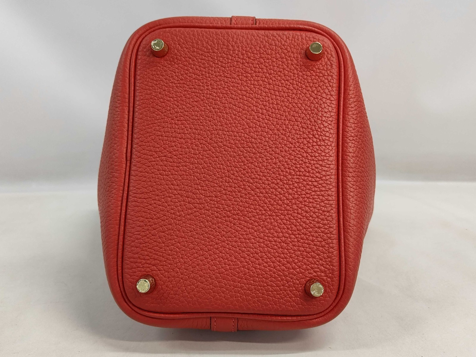HERMES Picotin Lock PM Handbag Red Taurillon Clemence Gold Hardware C Stamp