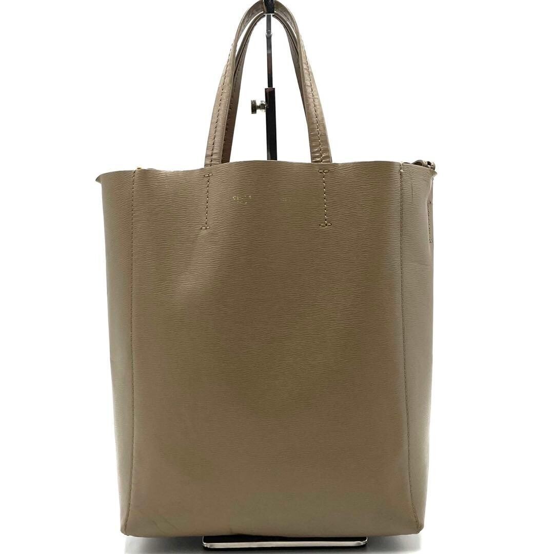 Celine Vertical Cabas Small Beige Leather 2Way Tote Bag Shoulder Phoebe Rare