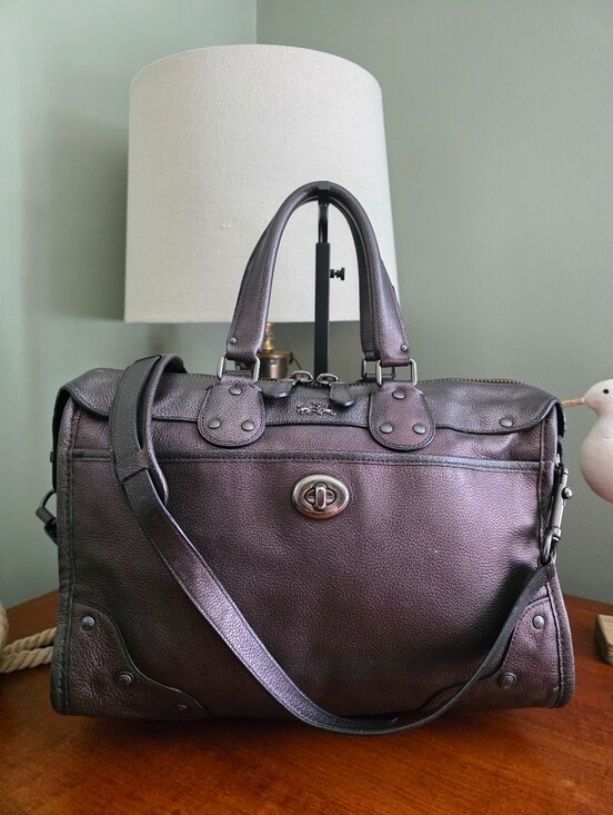 Coach Rhyder 33739 Metallic Two Tone Oxblood Leather Satchel Crossbody Bag Y2K