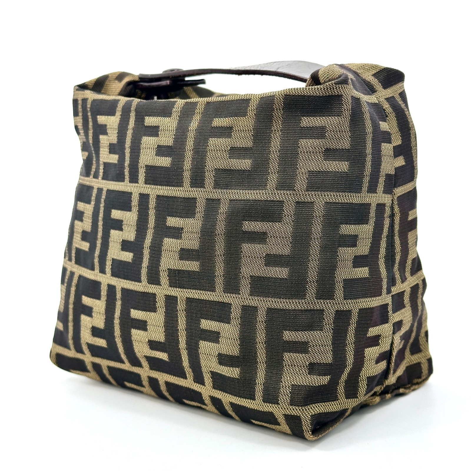Fendi Vanity bag Zucca Pouch Mini Hand bag Nylon Authentic 517T0463