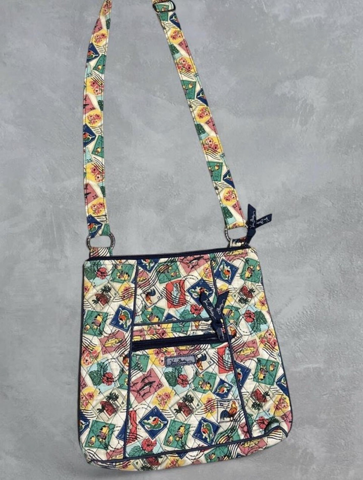 Vera Bradley Crossbody Bag Postage Cuban Stamp Quilted Boho Summer Vacation