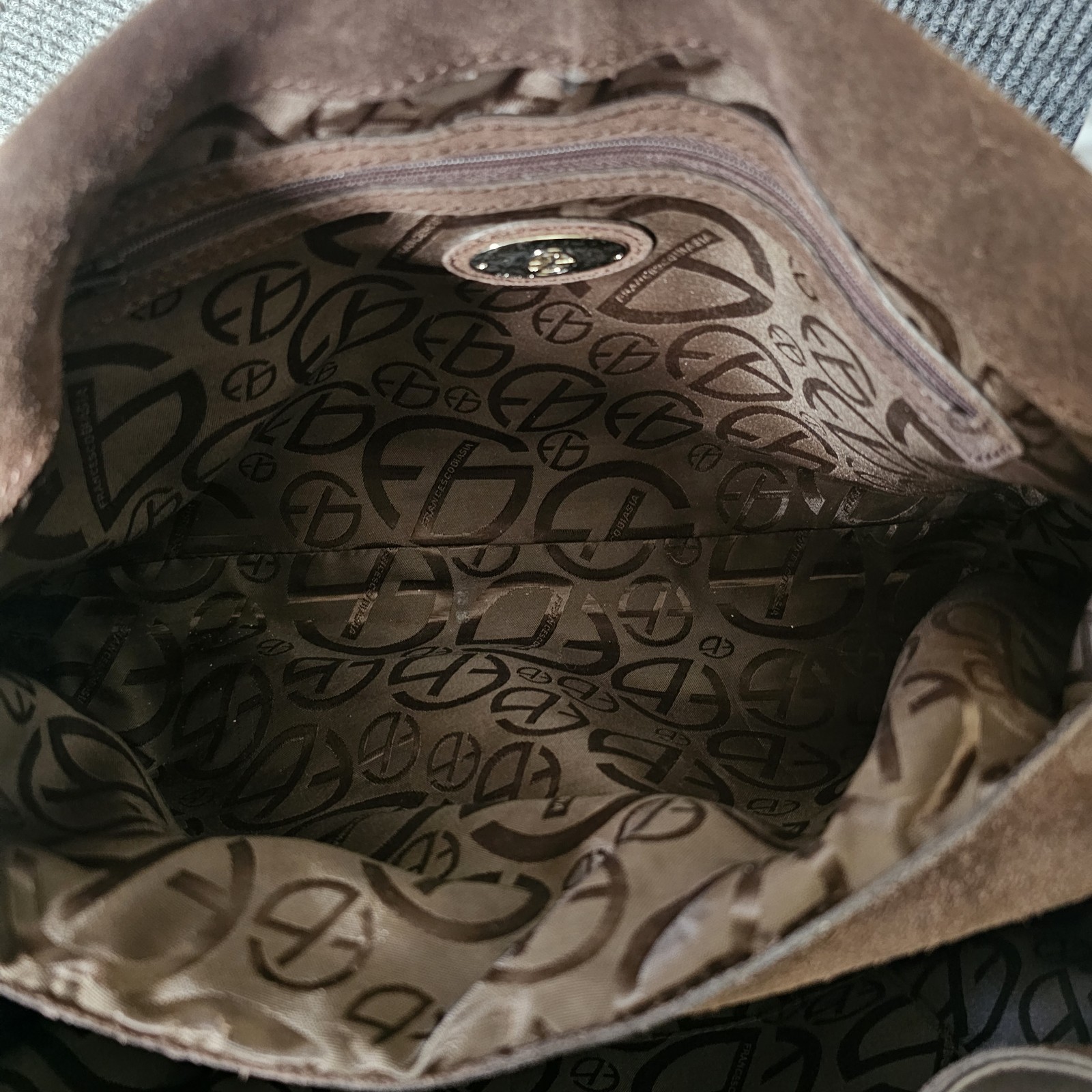 Francesco Biasia shoulder Braided Leather Bag Brown Chocolate purse