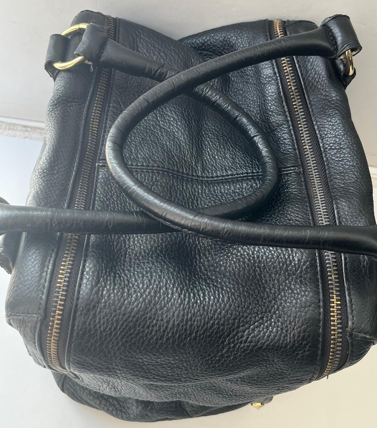 Perlina New York Womens Handbag Black Leather