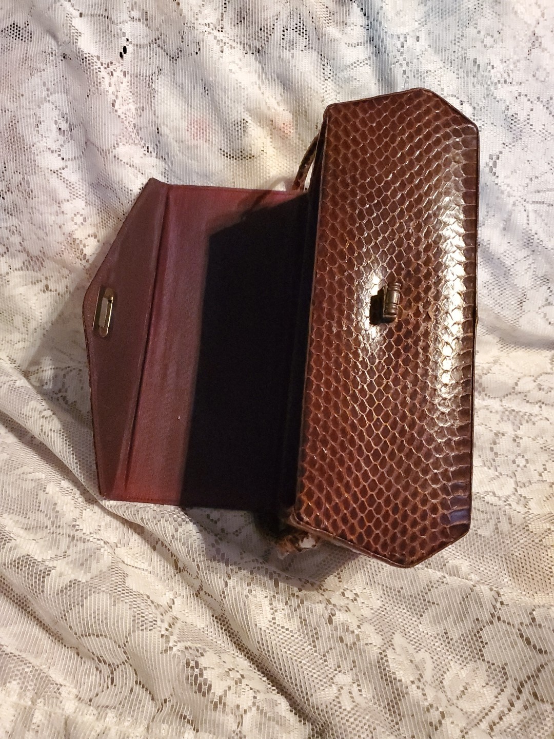 Vintage Crocodile / Alligator Exotic Box Handbag – Unbranded – 9.5×3.25x 3.5in.