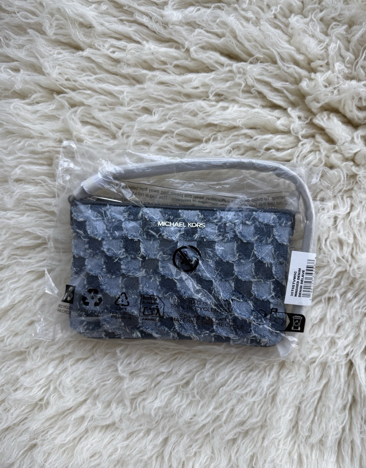 NWT Michael Kors Jet Set Travel Small Patchwork Denim Convertible Wristlet Bag