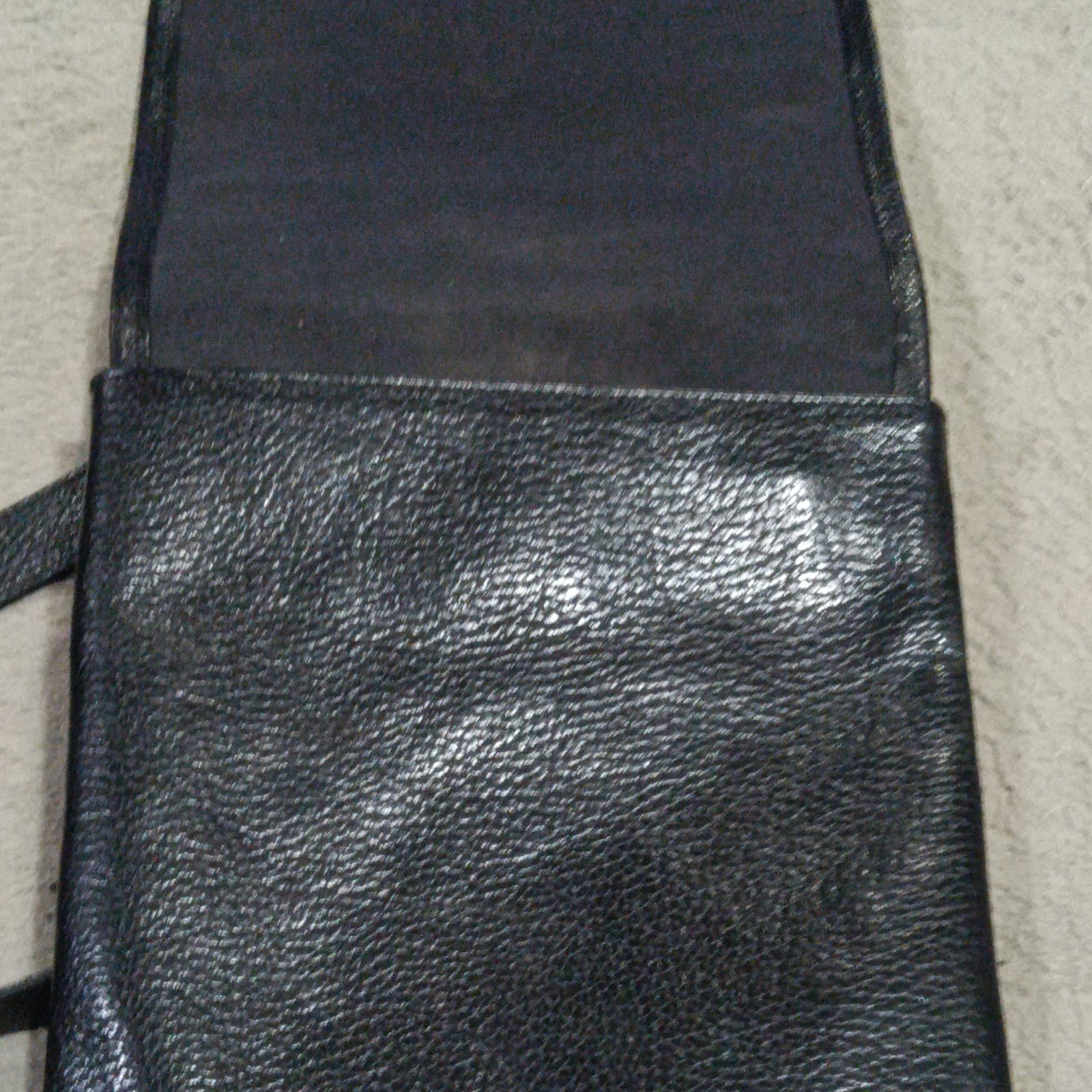 vtg liL BISONTE Star Motif Shoulder Bag Black Genuine Leather Near Mint