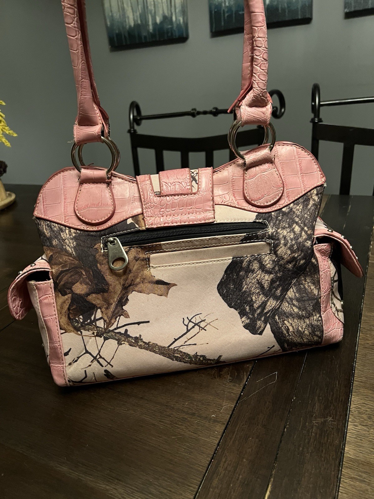 Pink Camo Concho Buckle Handbags Shoulder Bag Satchel Purse Rhinestones