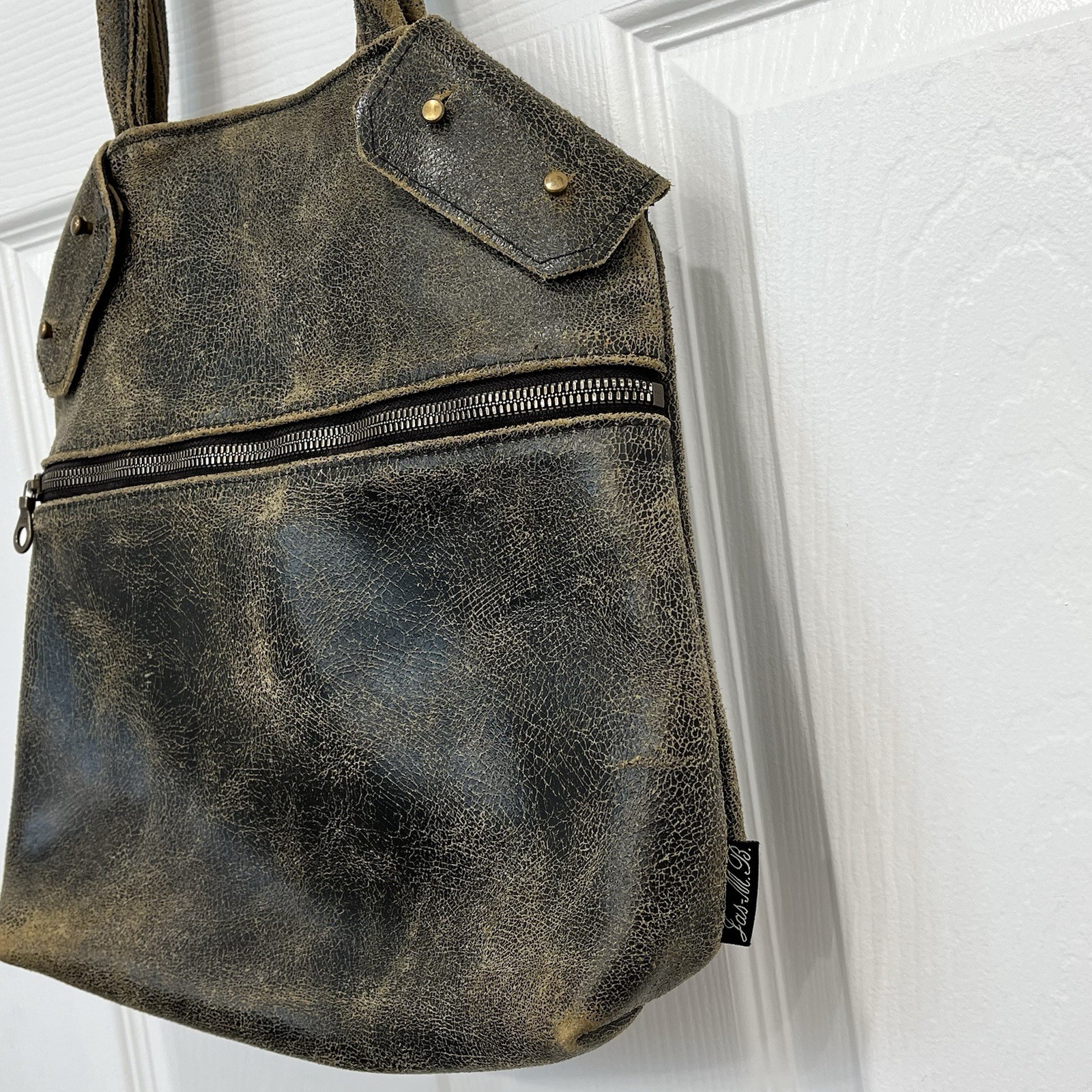 Jas M.B. London IBW Ltd. Leather Tote Bag Distressed Brass Hardware