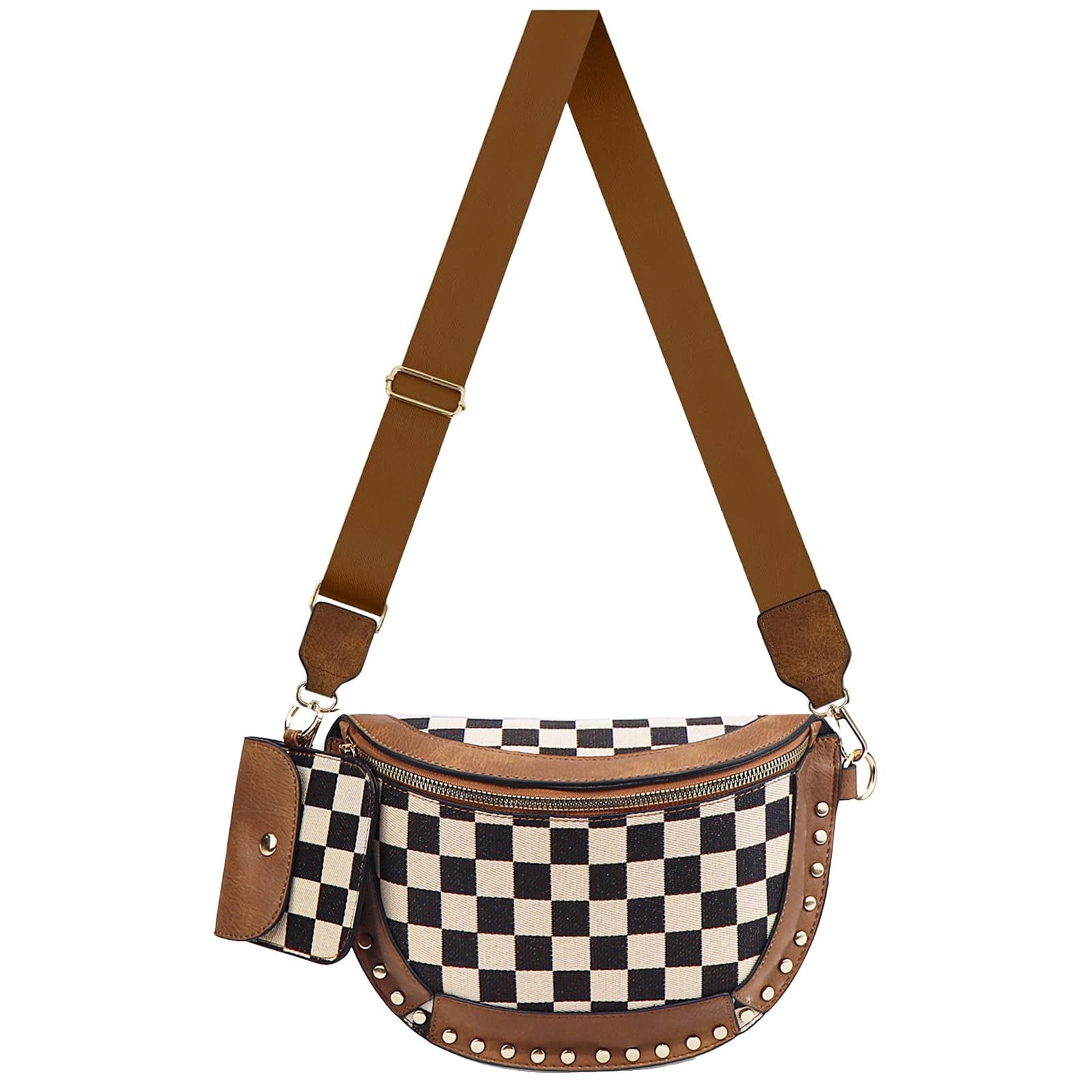 Checkered Crossbody Bum Bag Fashion Waist Pack Fanny Purse Shoulder Handbag