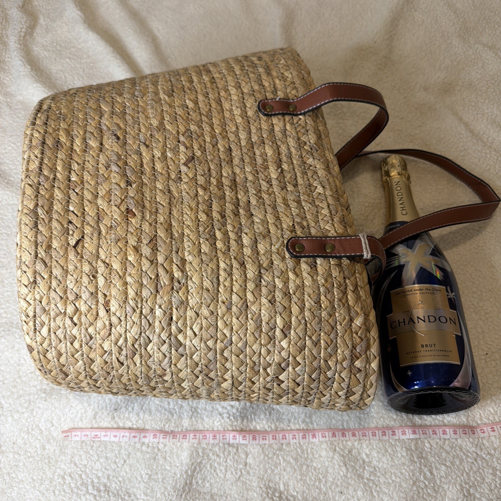 Sun N Sand X Chandon Straw Woven Beach Tote Bag Luxury Artisan NEW with Tags