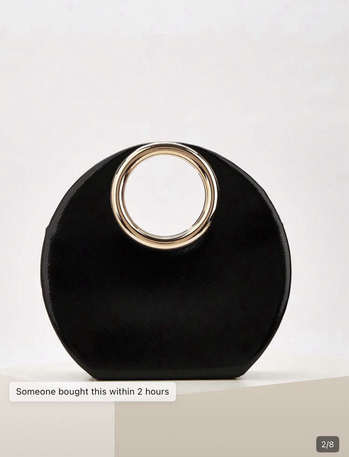 Black Elegant PU Leather Handbag Minimalist Chain Clutch