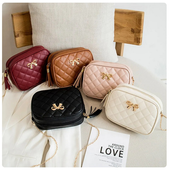 New Fashion Female Hand Bag Rhombus Embroidered Solid Color Chain Women Casual