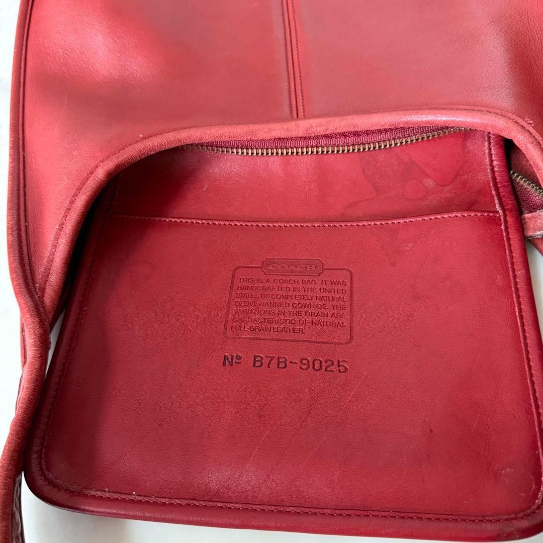 Coach 9025 Ergo Hobo Zip Shoulder Bag Red Vintage Old Coach Cowhide Women Used