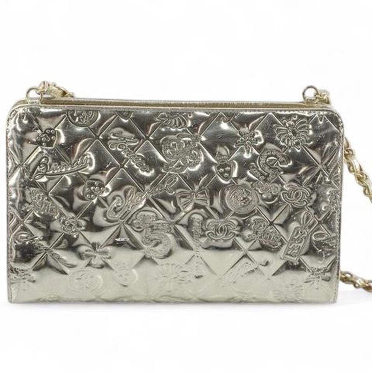Chanel Leather Icon Series Bag Chain Silver Classic