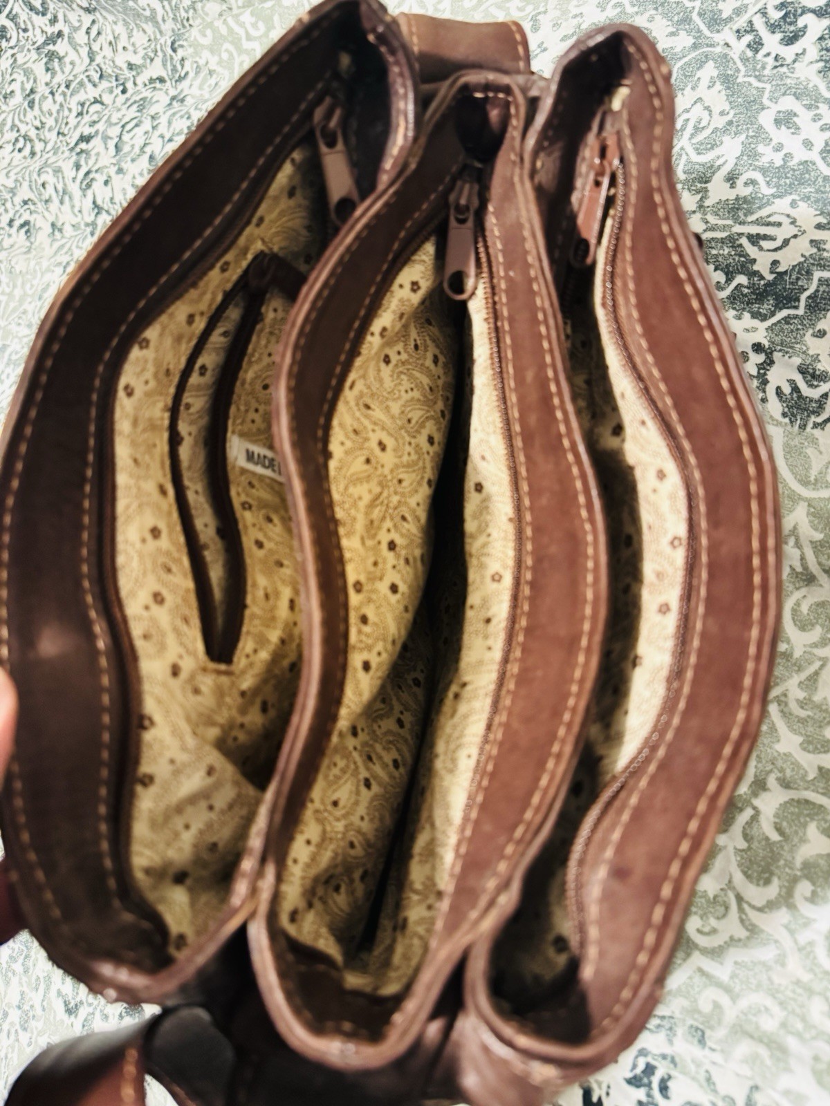 NWT Brown Tooled Ropin West Bag Style 978 Single Shoulder Strap Leather