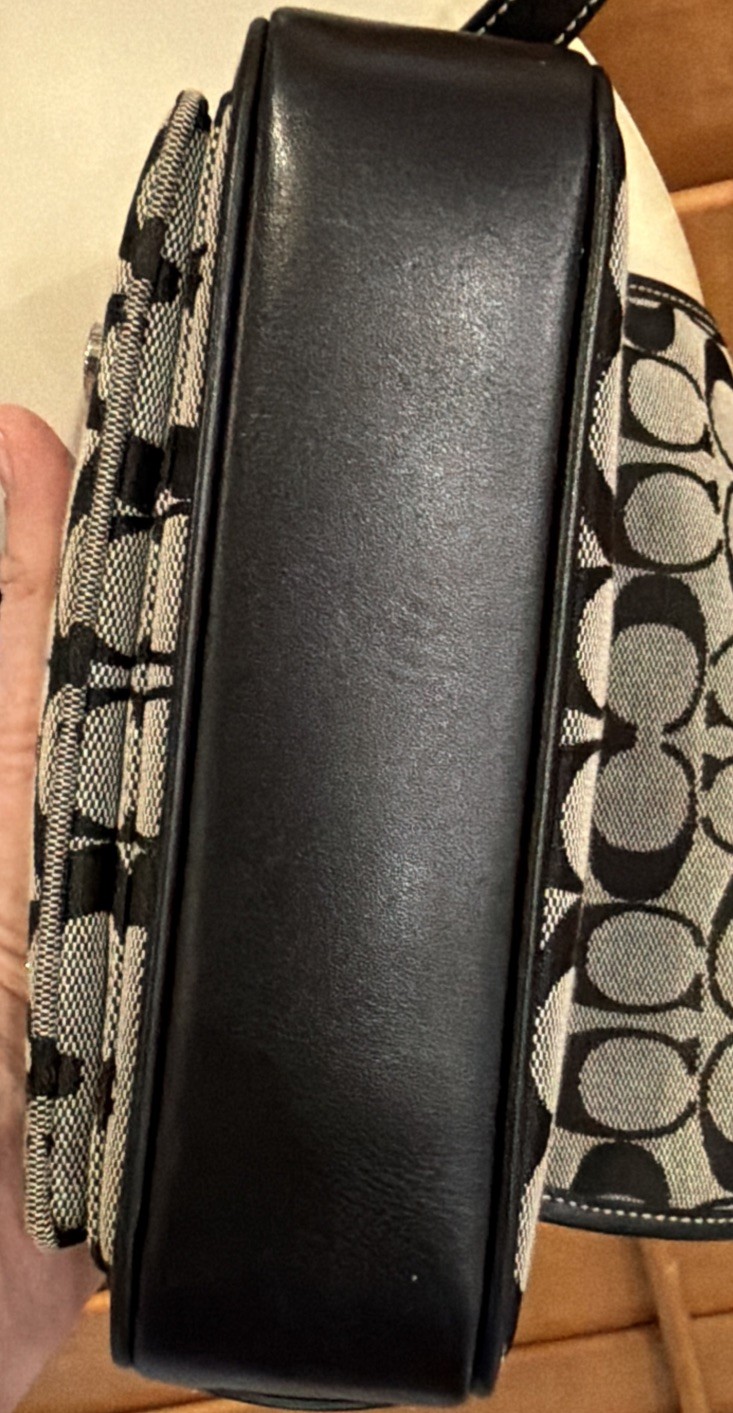 COACH Canvas Leather Mini Crossbody Pouch Signature C Logo Y2K Gray Black Auth