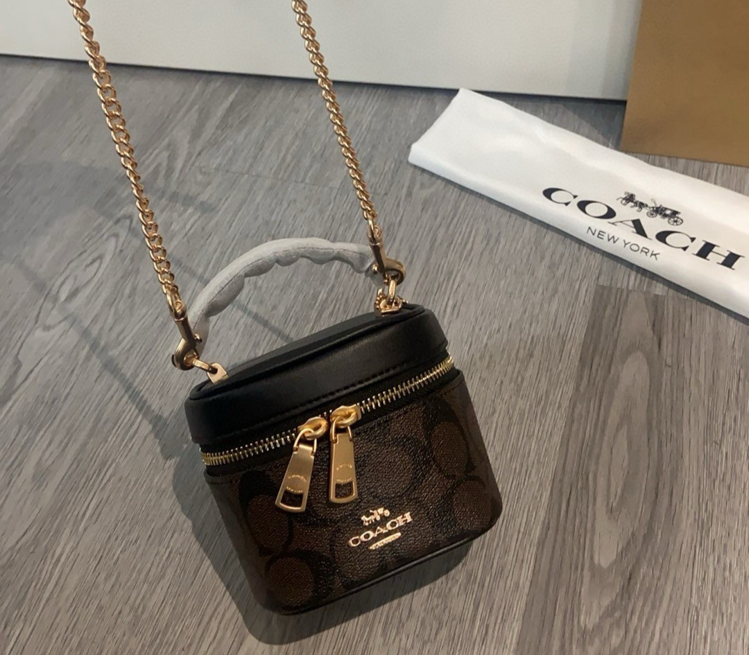 Coach Ava Crossbody Bag NWT Signature Canvas CY732 Walnut Black