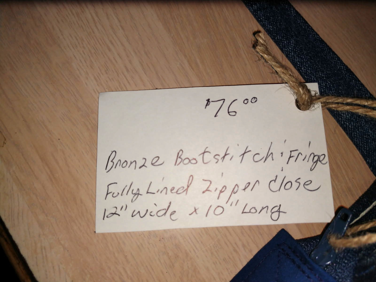 Rodeo Upcycled Denim with Leather Fringe & Boot Stitch Purse Shoulder Bag