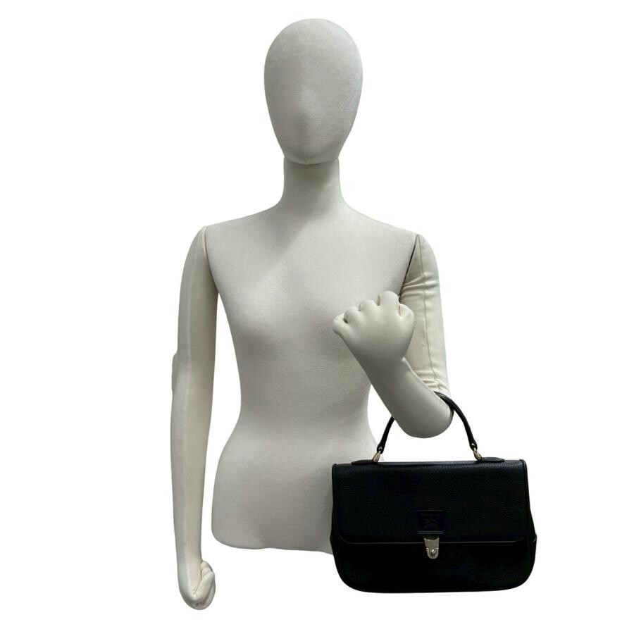 Burberry Nova Check Vintage Handbag Leather Black Womens Flap Logo Purse