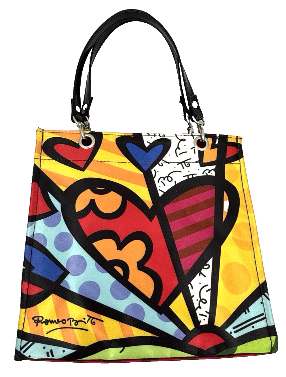 ROMERO BRITTO A NEW DAY Heart Tote Bag Colorful Collectible