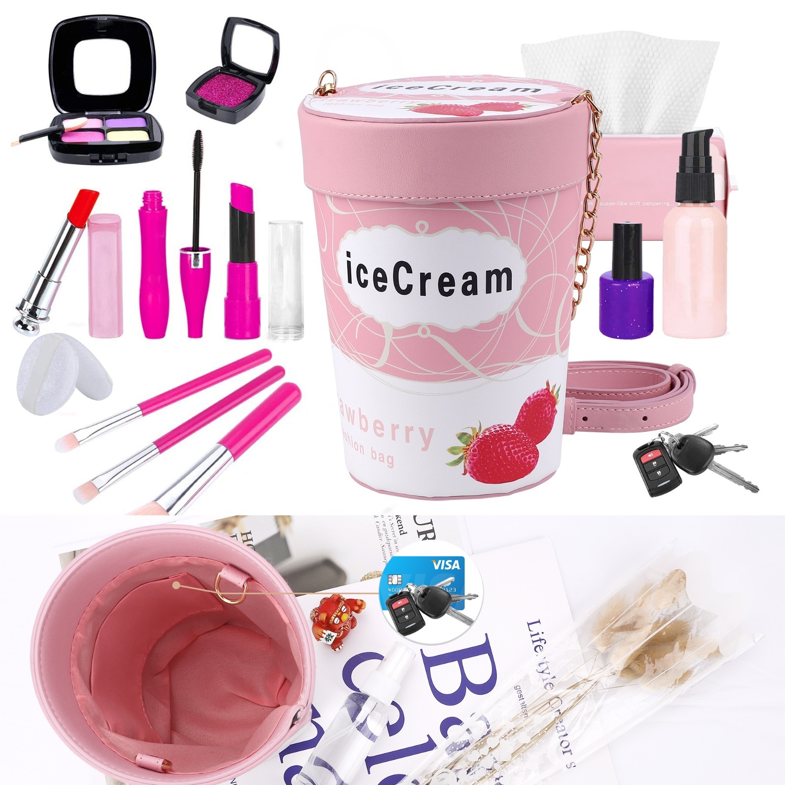 Crossbody Purse for Women Cute ice Cream Print Women’s Shoulder Handbags