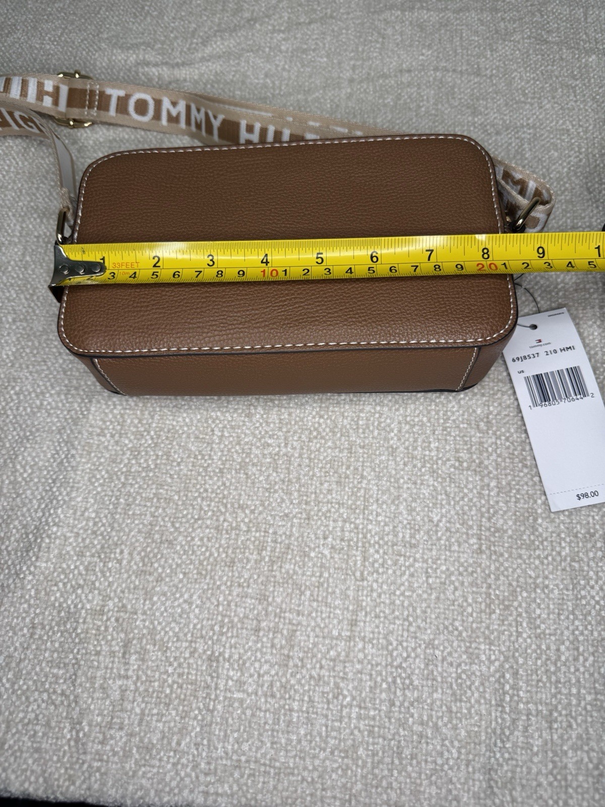 Tommy Hilfiger Women’s Brown Pebbled Faux Leather Camera Crossbody Bag