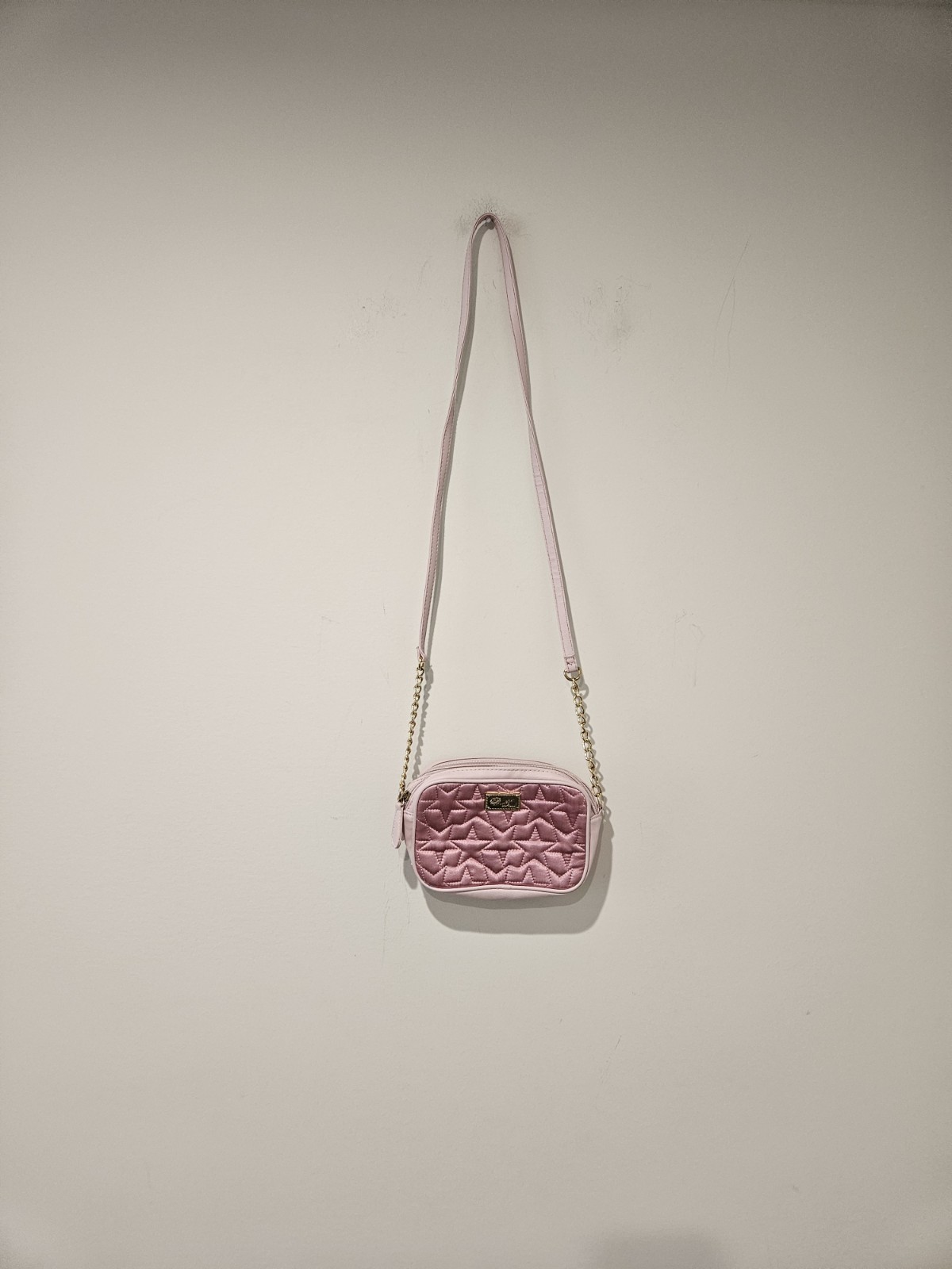 Betsey Johnson Small Quilted Crossbody Bag Wih Chain Strap, Pink