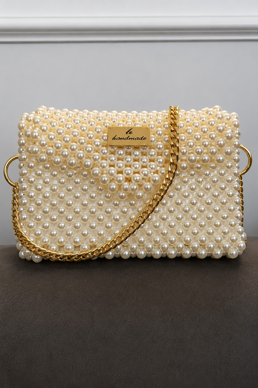 Luxury White Mother of Pearl Crystal Beaded Shoulder Bag – Handmade Evening Purs