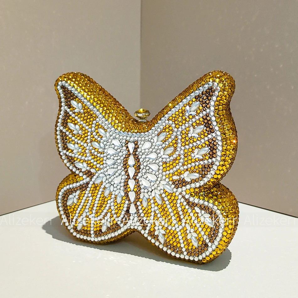 Butterfly Shaped Crystal Evening Bags Women 2026 Boutique Rhinestone Metallic Cl