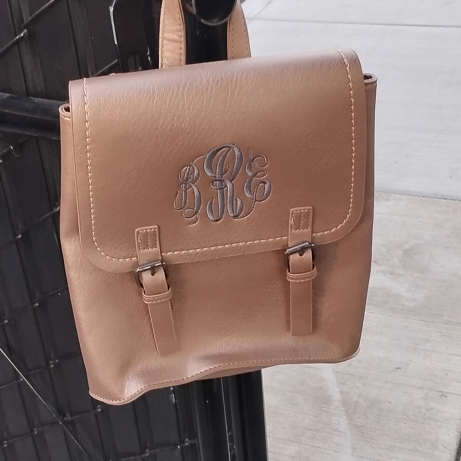 Marley Lilly Tan Crossbody Messenger Bag Monogram Hot Stamped Initials