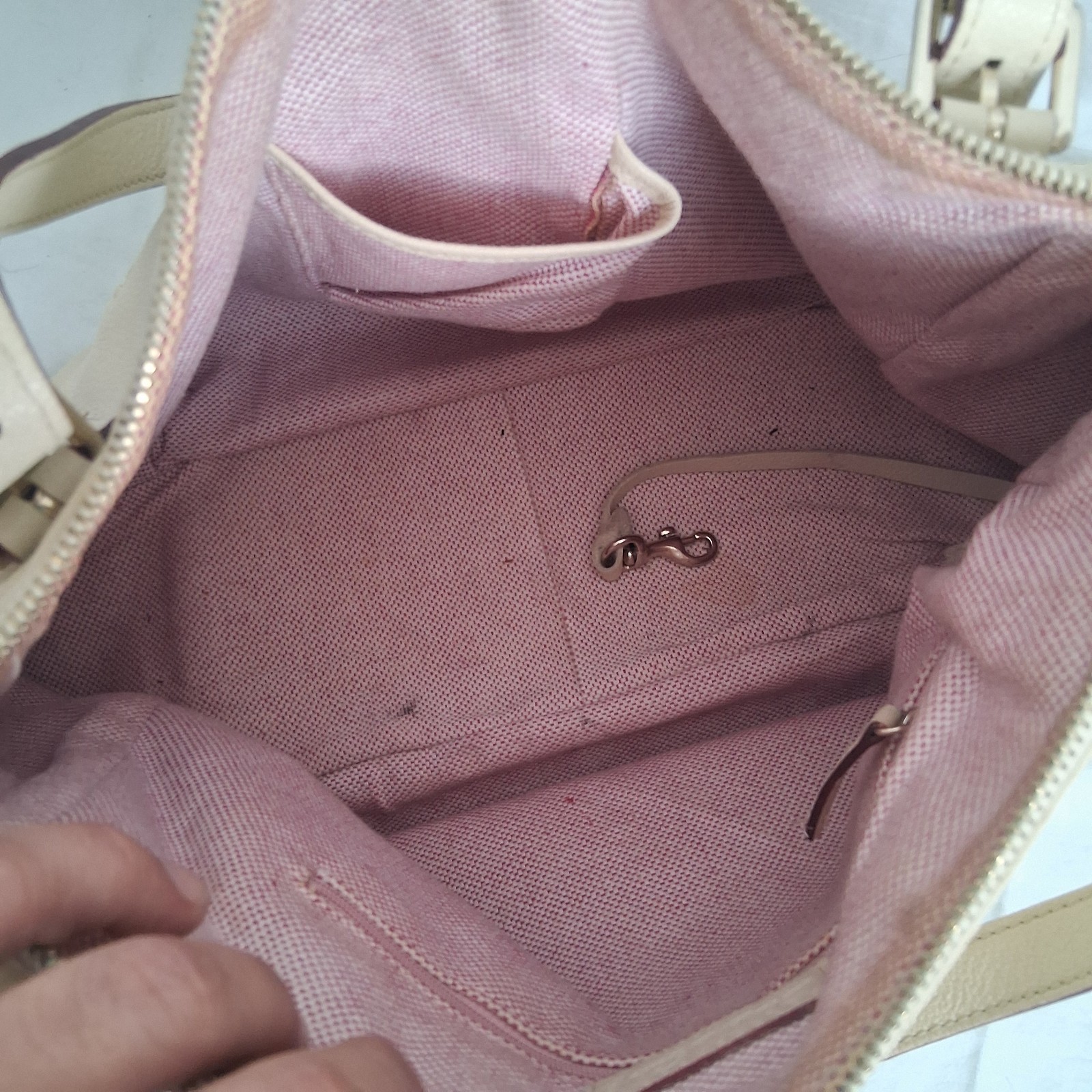 Dooney & Bourke Womens Handbag Nina Pebbled Leather Tote Satchel Purse Beige