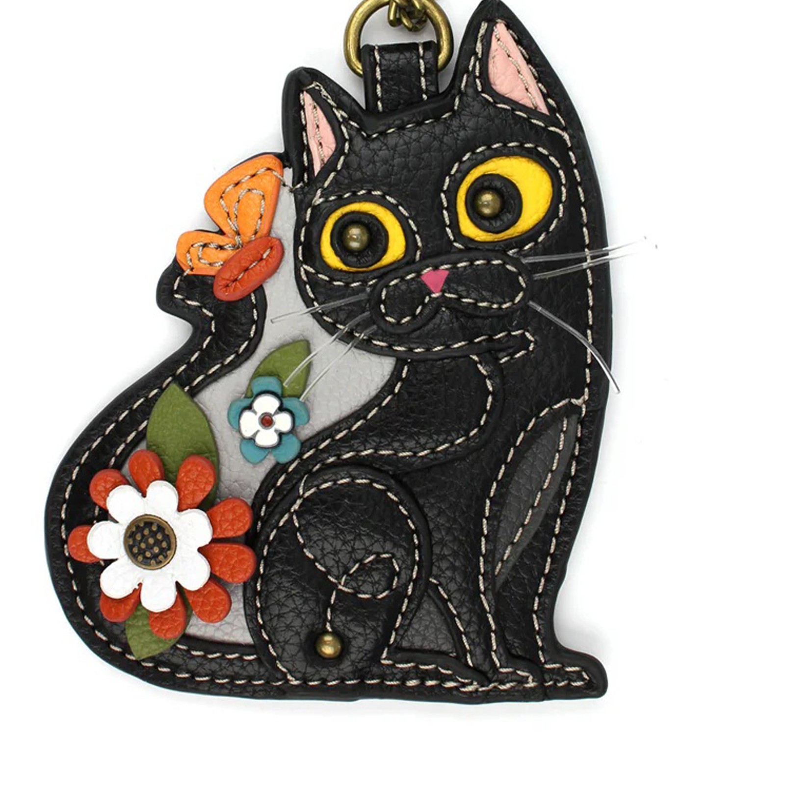Chala BLACK CAT Key Fob / Coin Purse Keychain, Purse Charm 5 x 4 x 0.3″ NWT