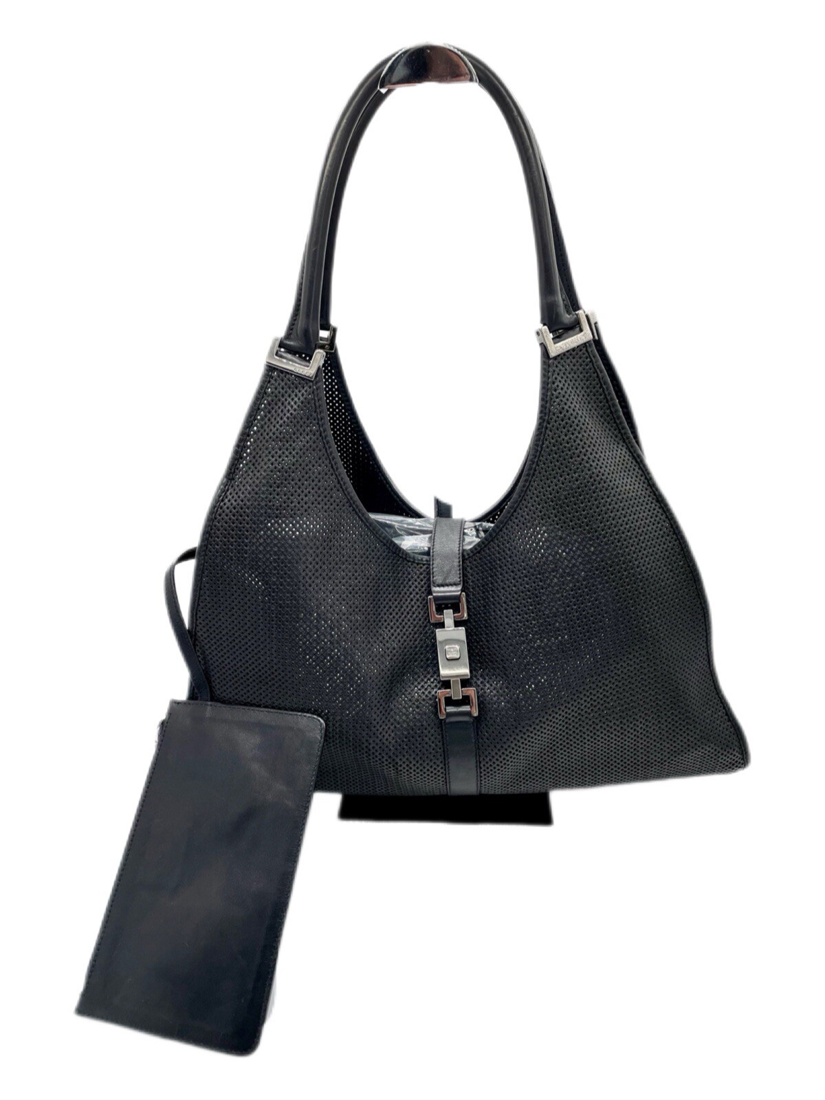 Gucci bag Jackie rare laser cut leather black handbag bag shoulder bag