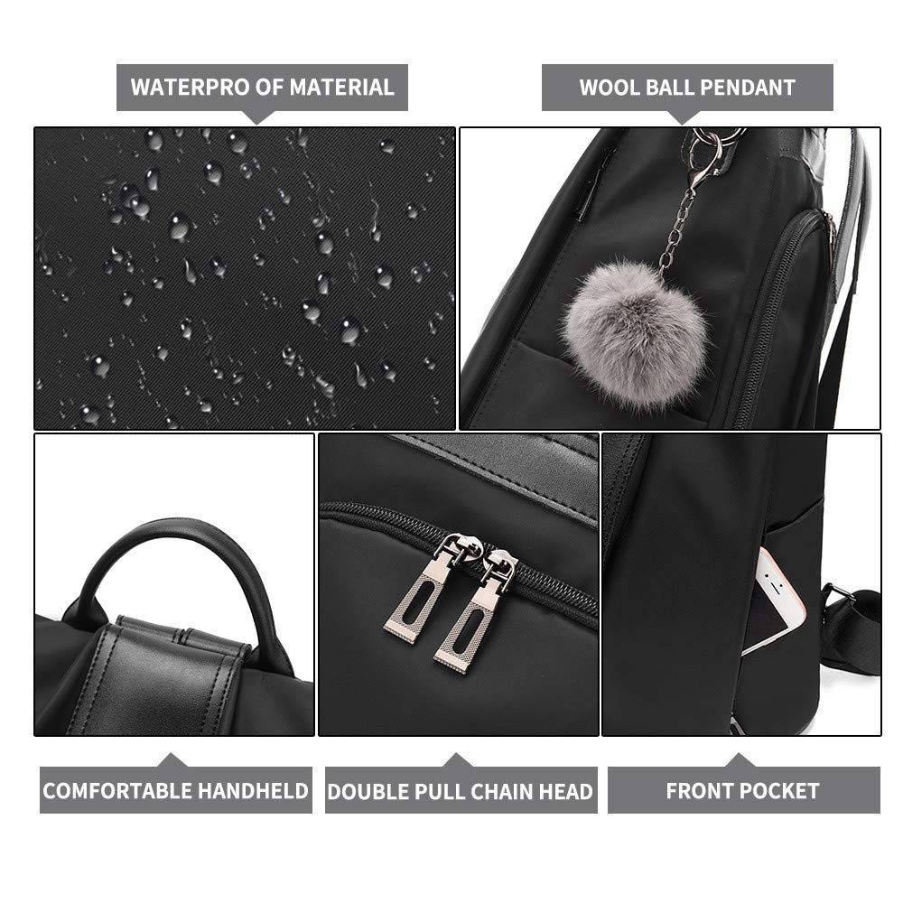 Women Backpack Purse Waterproof Nylon Anti-theft Rucksack Lightweight Shoulder