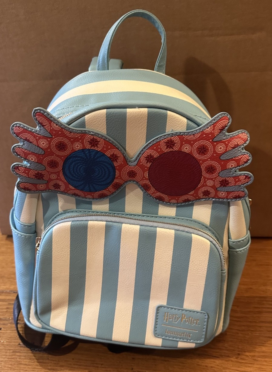 NEW HTF Loungefly Harry Potter Luna Lovegood Mini Backpack White & Blue Striped