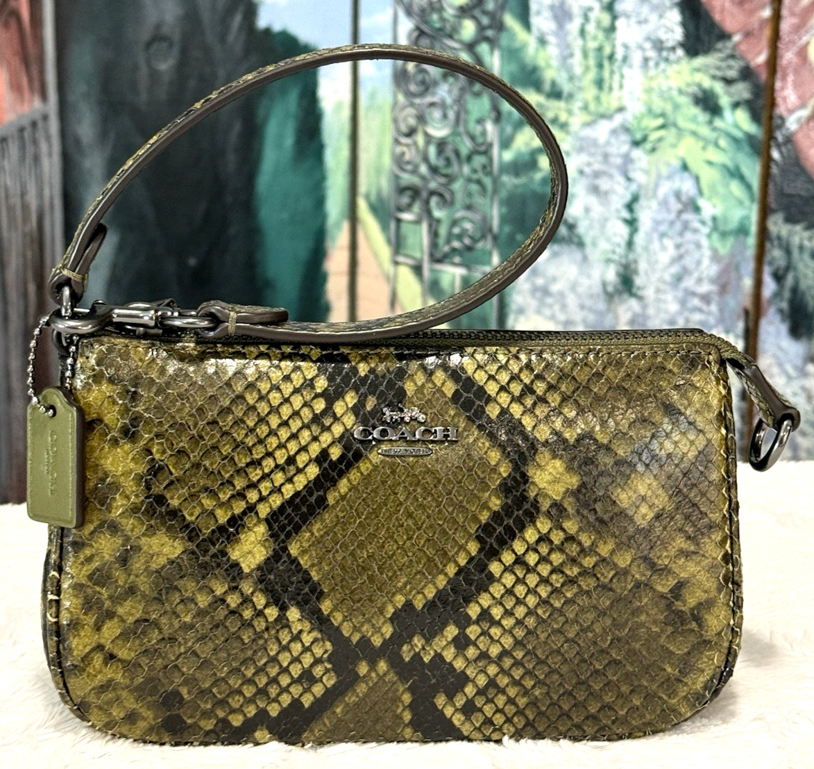 NWT Coach Nolita 19 Shoulder Bag Wristlet Snake Print CCF62 OLIVE MULTI Leather