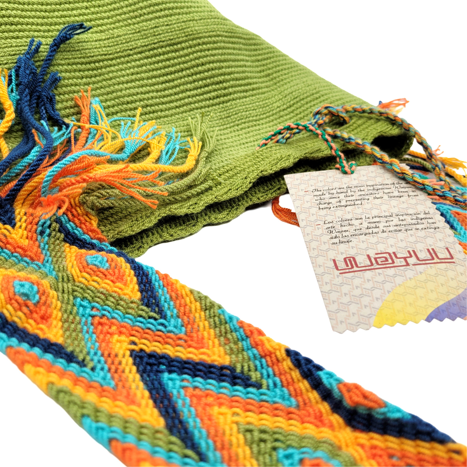 NWT 🔥 Colombian Large Handmade Wayuu Mochila Bag Solid Casual Top Quality LIME