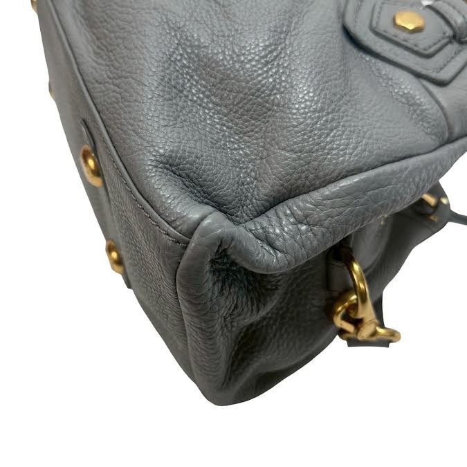 MARC BY MARC JACOBS Classic Q Mini Boston Gray Leather Gold Handbag 2Way Y2K