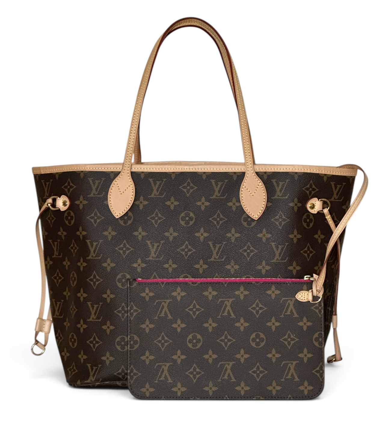 Louis Vuitton Neverfull MM Monogram Pivoine Interior Tote M41178 w/ Pochette