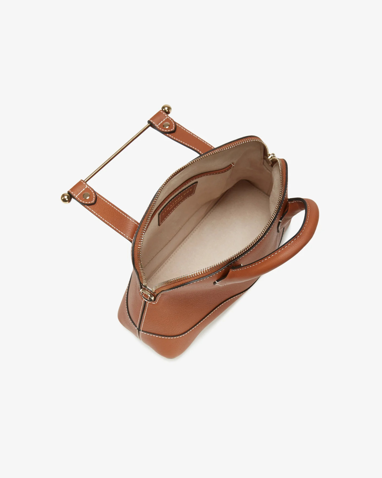 The Strathberry Dome Mini Tote Leather Purse in Chestnut