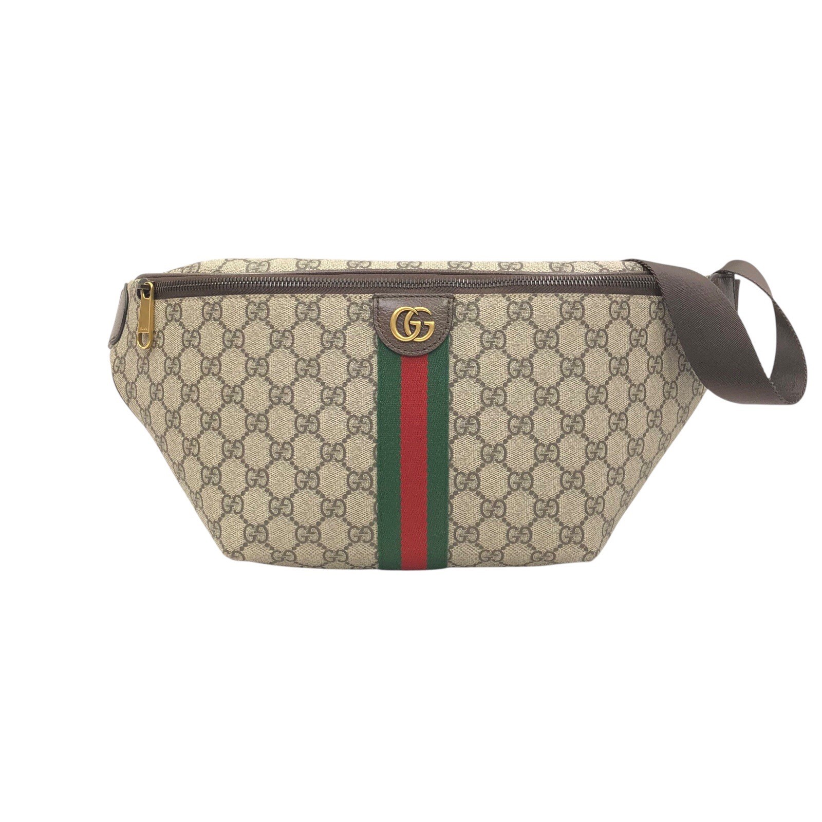 GUCCI Ophidia Large Beige/Brown Canvas Belt Bag Fanny Pack 14″x7″x3″ NEW