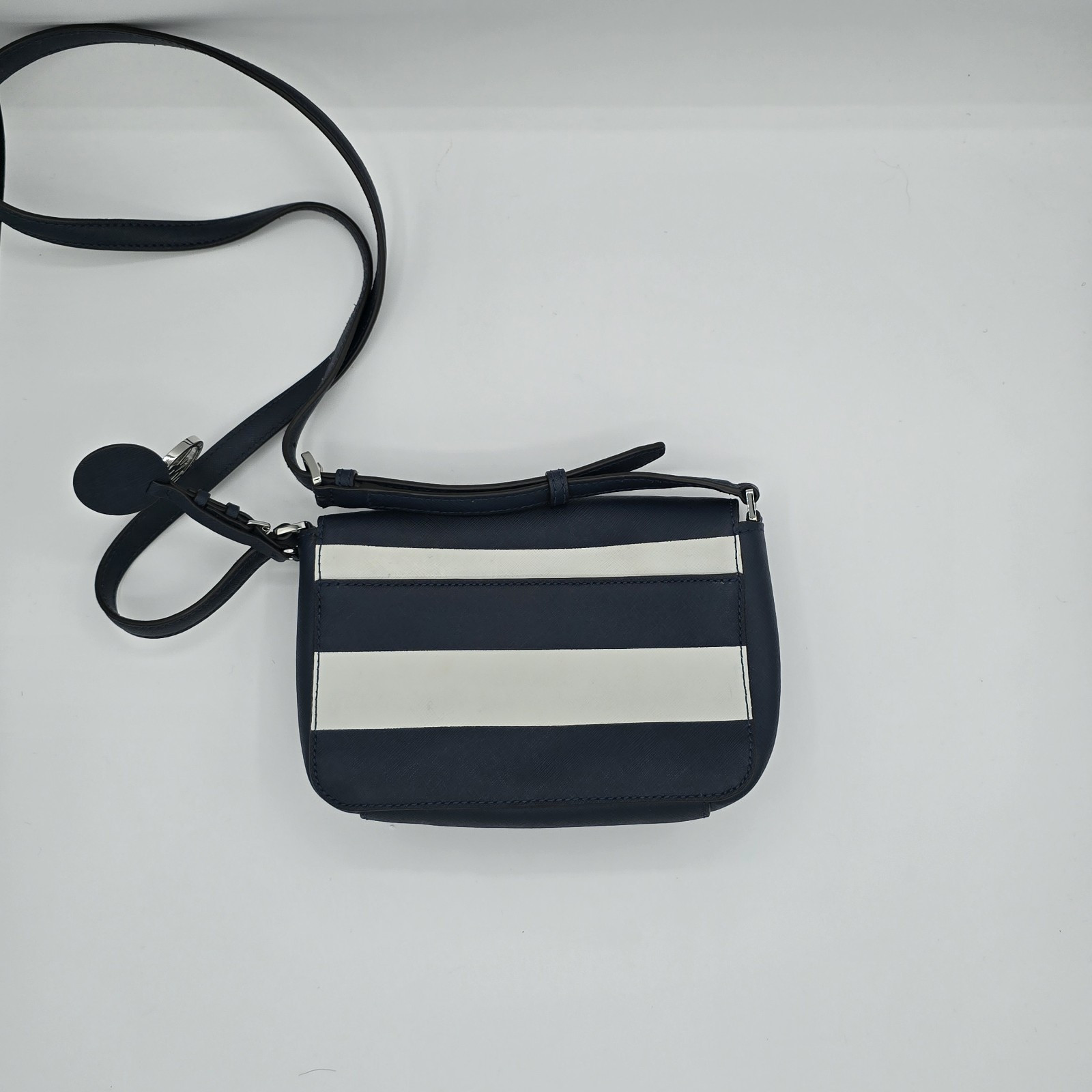 Michael Kors Greenwich Crossbody Navy & White Stripe Leather Handbag
