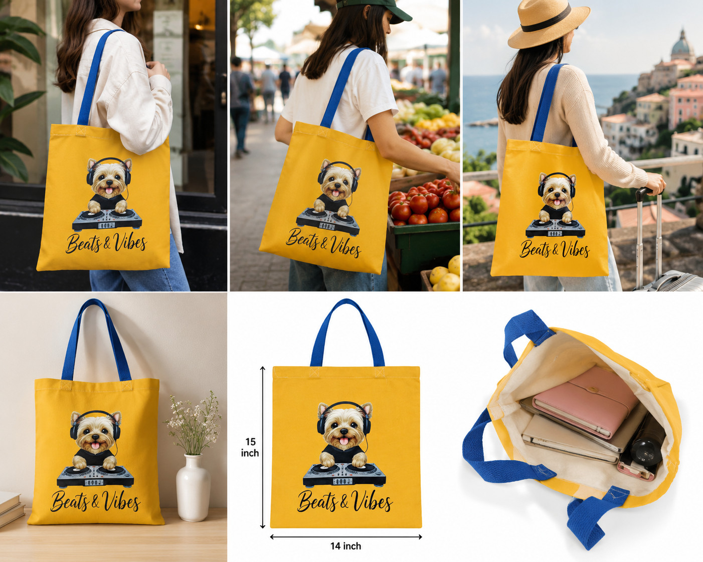 20x Custom Printed Canvas Tote Bags 15×14 Reusable Shopping Gift Bulk Plain Bags