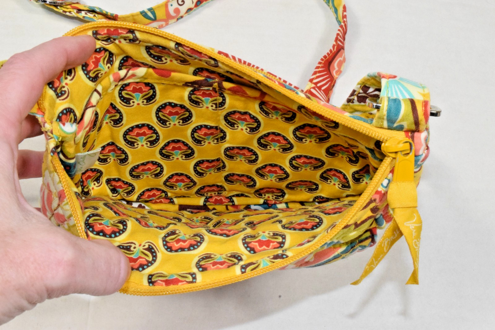 Vera Bradley Crossbody Bag Retired Lizzy Yellow Provencal Print 7.5 X 8.5 In