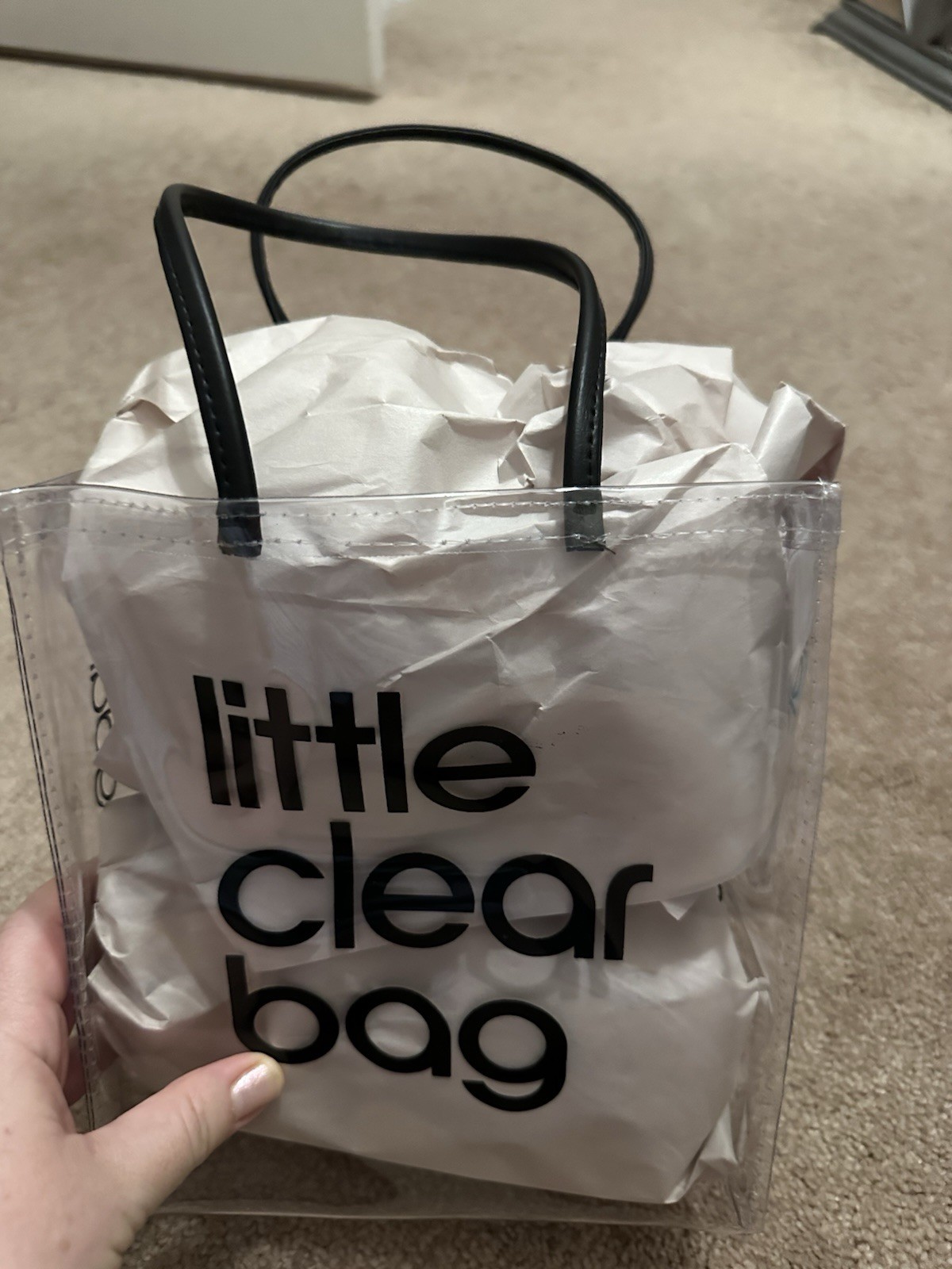 Bloomingdale’s Little Clear Bag Plastic Tote Lunch Stadium Purse NWOT