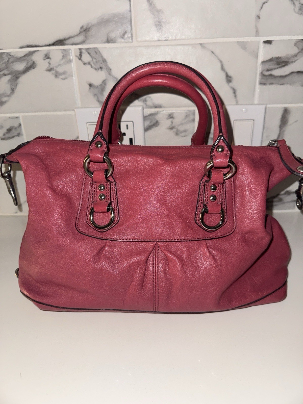 Authentic Coach Ashley Leather Satchel – Vibrant Pink – Chic Top-Handle Bag