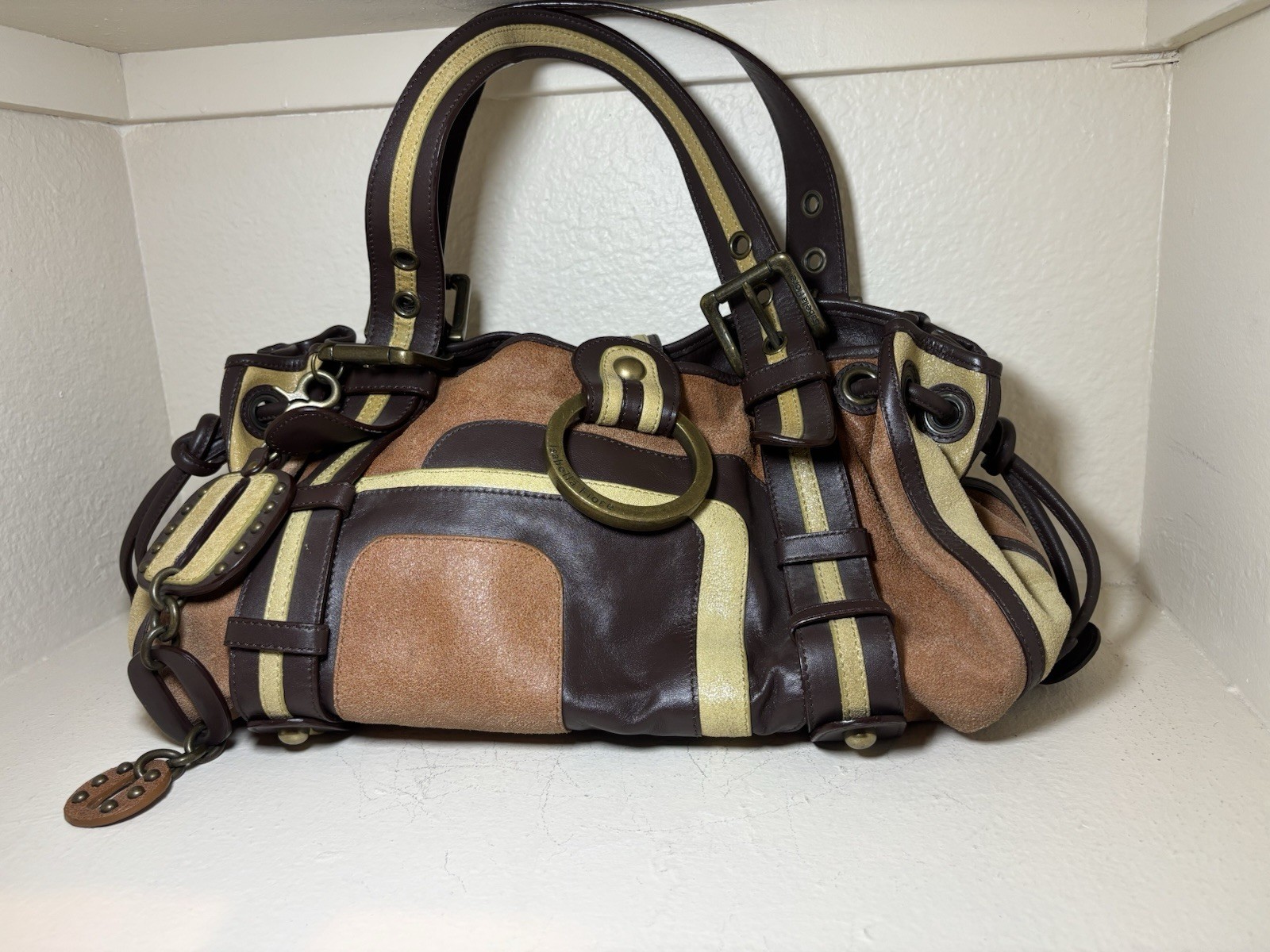 Isabella Fiore Leather Hobo Large Purse Bag Rare